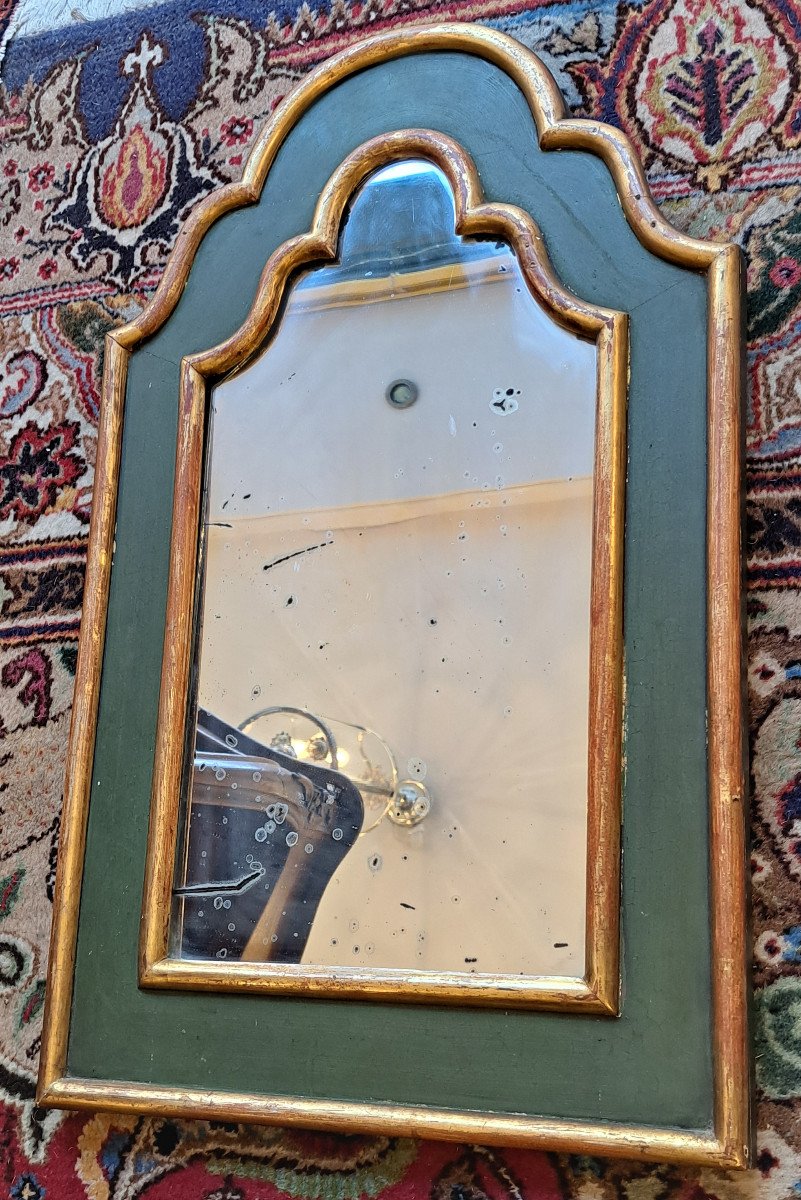 19th Century Painted And Gilded Wooden Mirror-photo-2