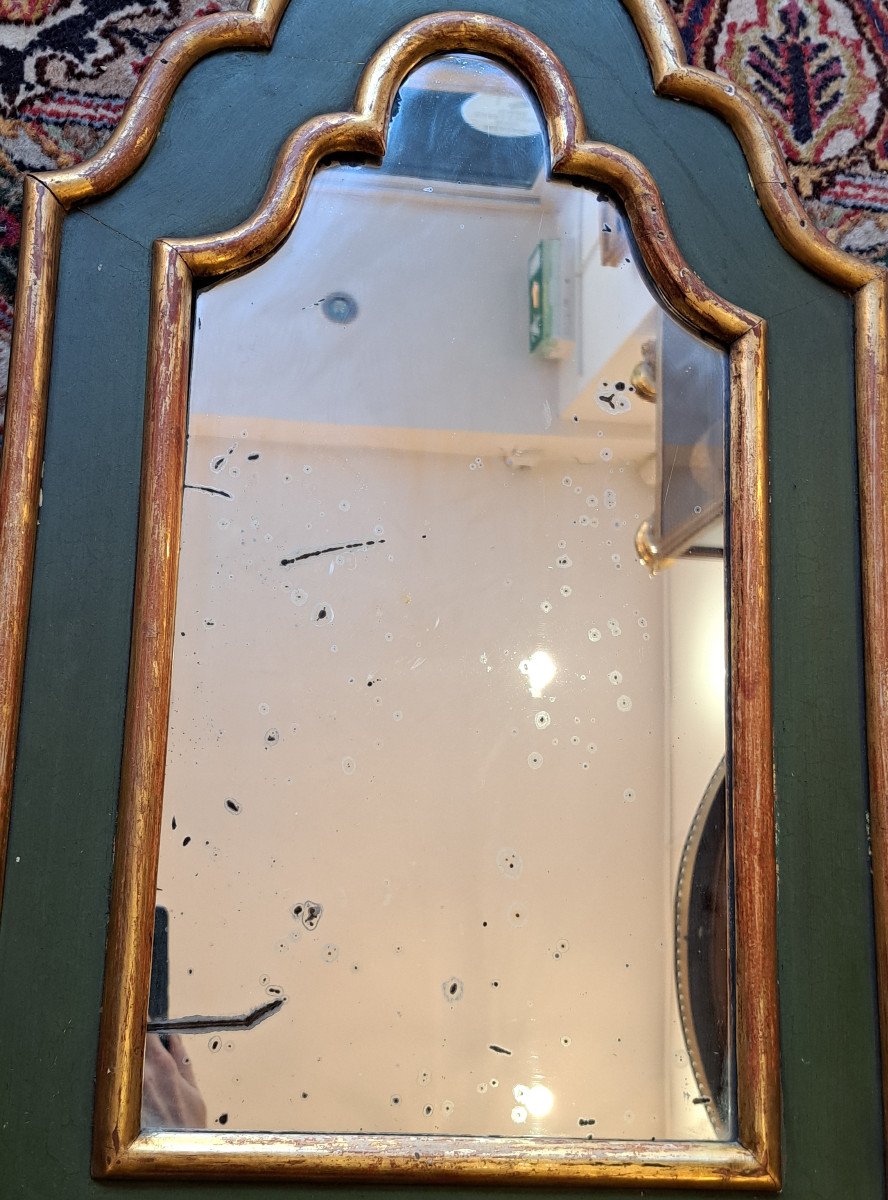 19th Century Painted And Gilded Wooden Mirror-photo-2