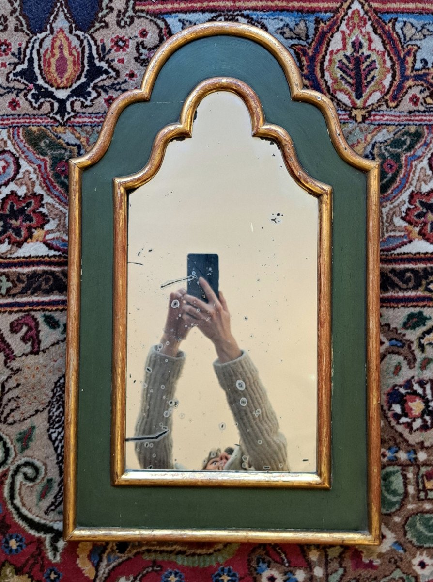 19th Century Painted And Gilded Wooden Mirror