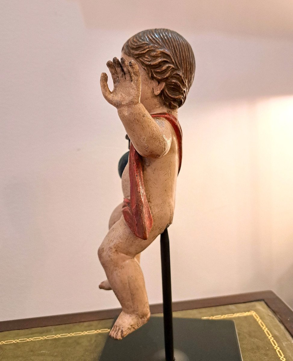 Statuette D’enfant Jésus Salvador Mundi XVIIème-photo-2