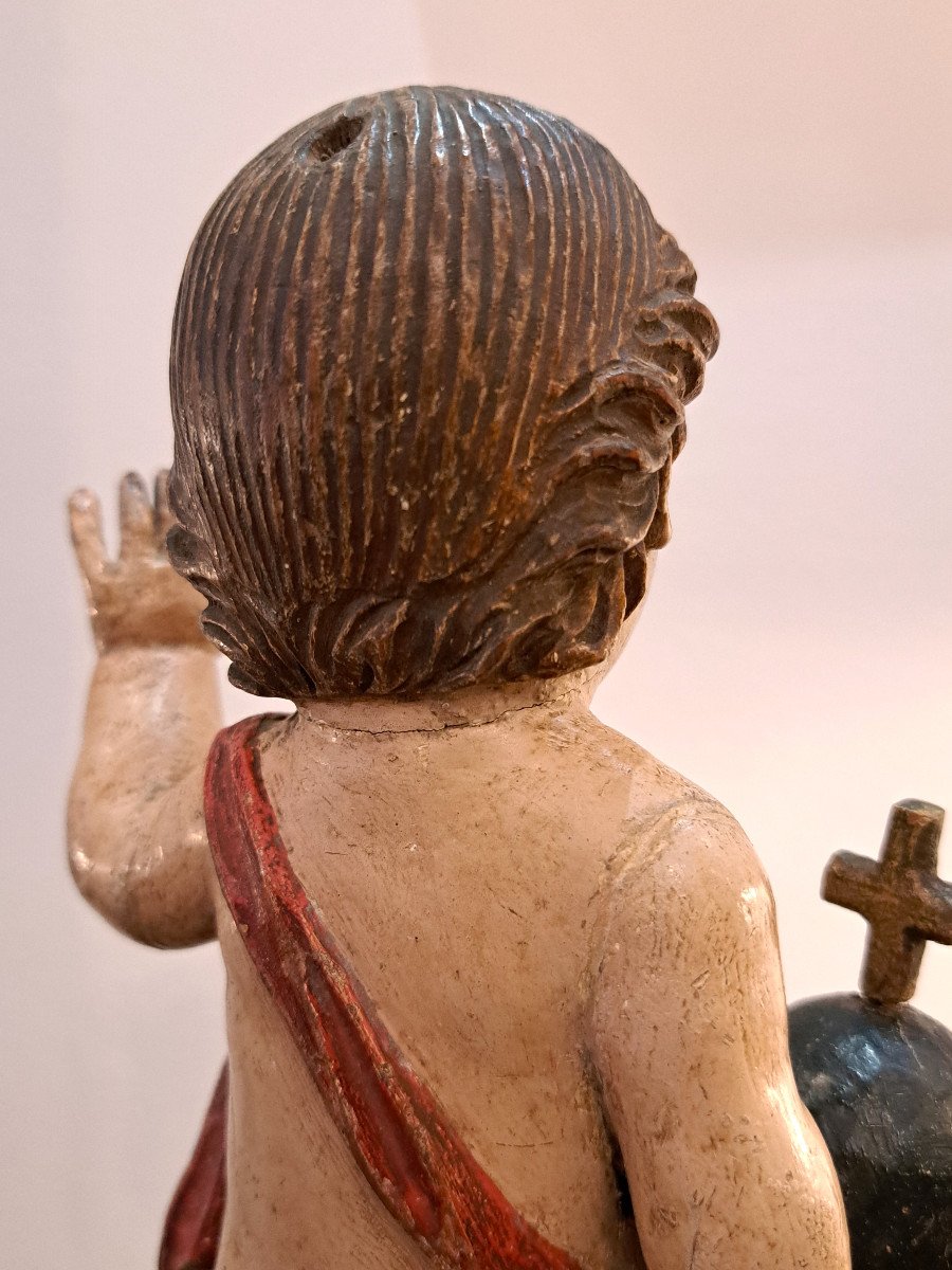 Statuette D’enfant Jésus Salvador Mundi XVIIème-photo-5