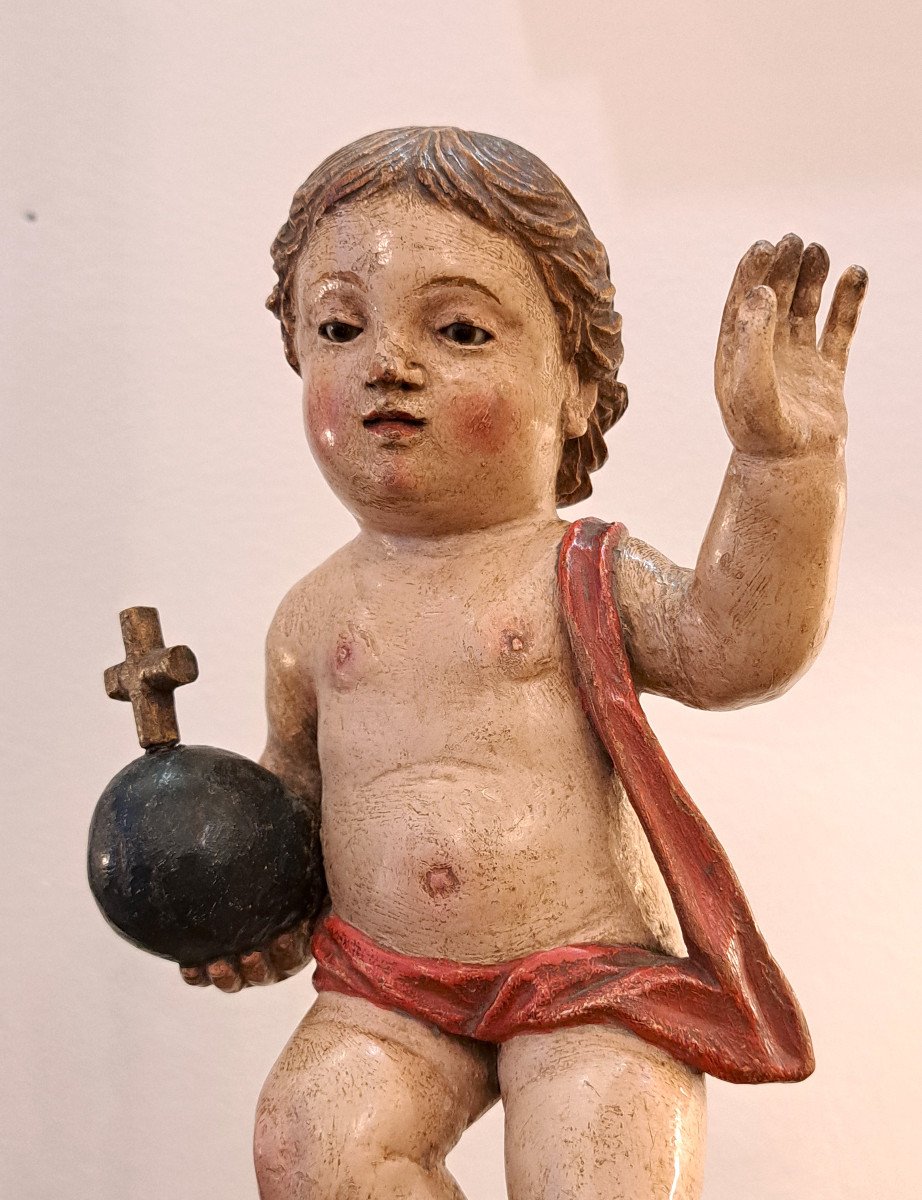 Statuette D’enfant Jésus Salvador Mundi XVIIème