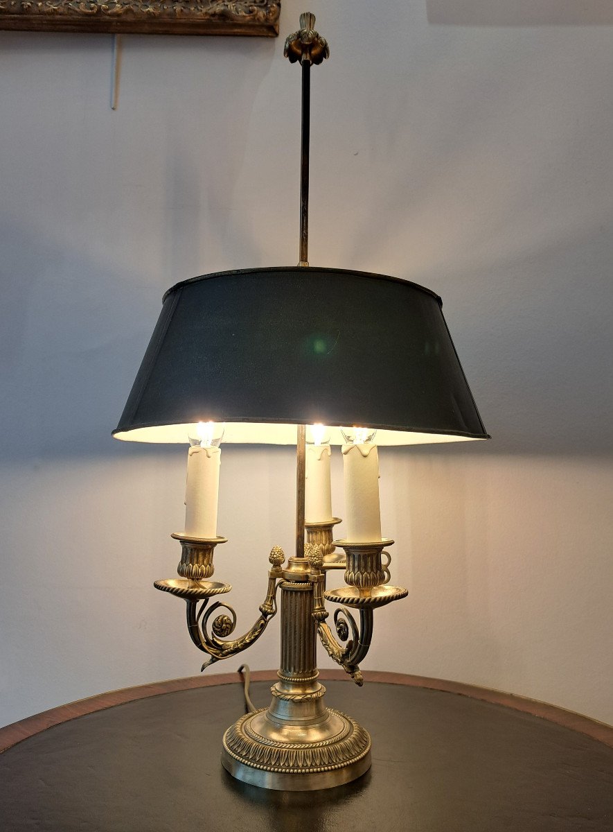 Lampe Bouillotte Louis XVI En Bronze Doré D’époque XIXème-photo-2