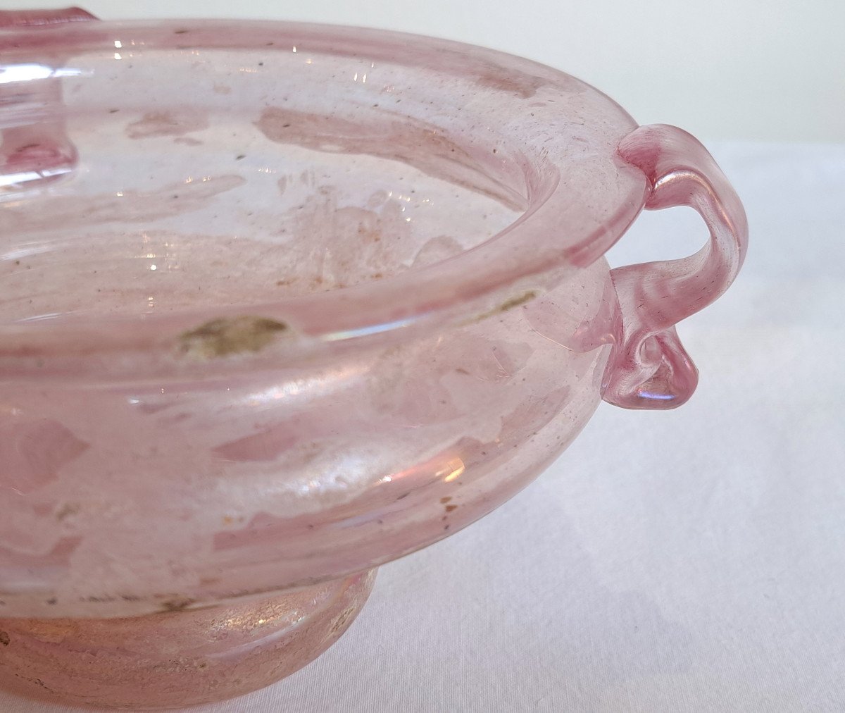 Murano – Coupe En Verre Rose « A Scavo »-photo-3