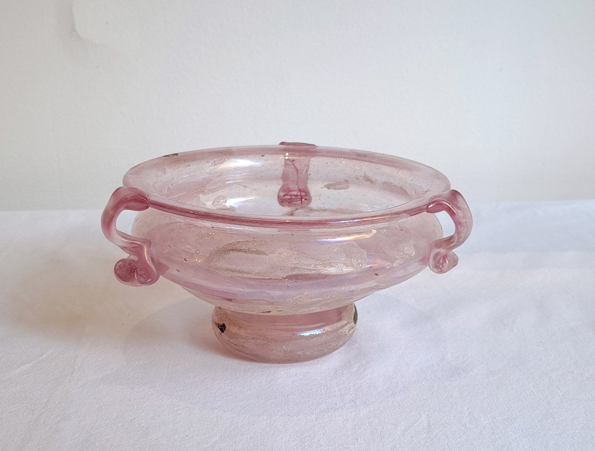 Murano – Coupe En Verre Rose « A Scavo »-photo-4