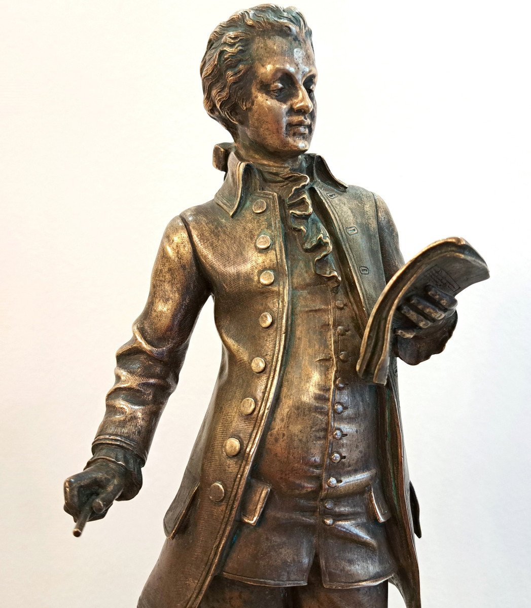 Léon Pilet (1836-1916). Bronze de Mozart lisant une partition-photo-2