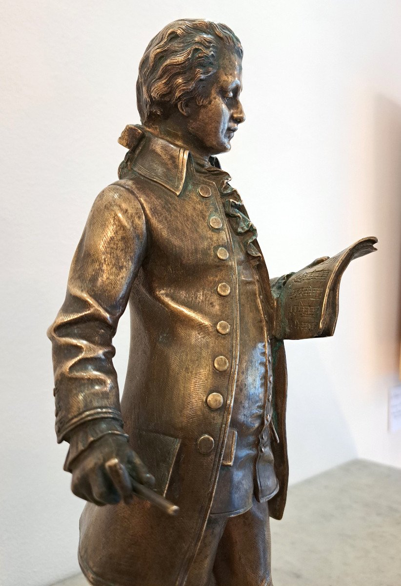 Léon Pilet (1836-1916). Bronze de Mozart lisant une partition-photo-3