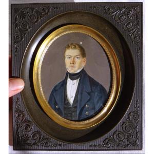 19th Century Miniature Portrait Of Young Man