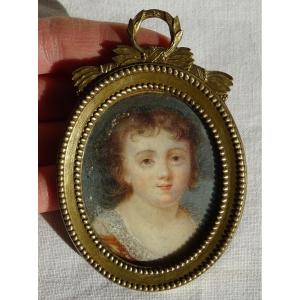 18th Century Miniature Portrait Of A Child