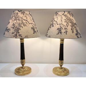 Pair Of Bronze Lamps From The Restoration Period