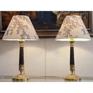 Pair Of Bronze Lamps From The Restoration Period