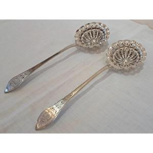 Pair Of Sprinkling Spoons In Sterling Silver Circa 1830