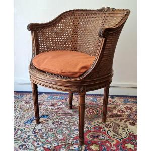 Louis XVI Style Cane Office Armchair