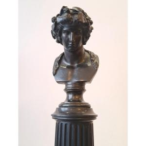  19th Century Bronze Bust Of Bacchus Founder Barbedienne