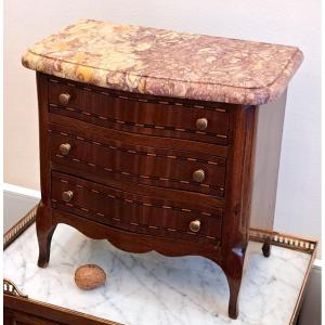 Miniature Chest Of Drawers Masterwork In Mahogany Veneer And Marquetry