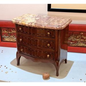 Miniature Chest Of Drawers Masterwork In Mahogany Veneer And Marquetry