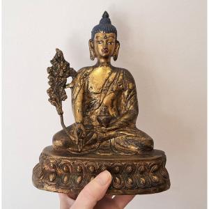 Bouddha Amitabha En Bronze Doré