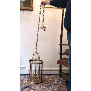 Lanterne De Vestibule De Style Directoire Avec Sa Grande Chaîne – Diamètre 30 Cm