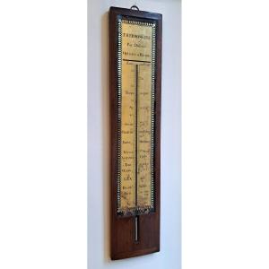 Thermomètre en acajou et verre églomisé - Epoque Début XIXème 