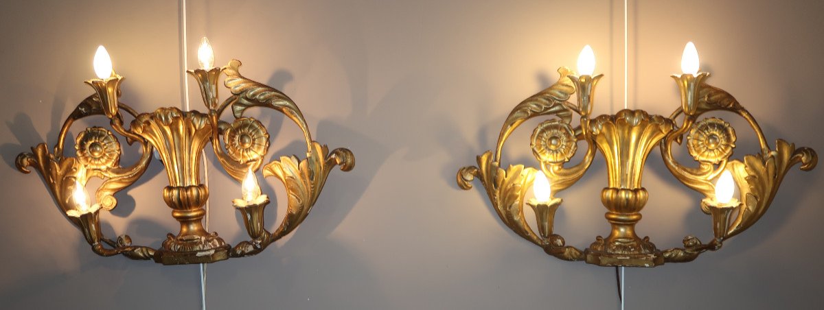 Appliques bois XVIIIème Italie Lustres luminaires