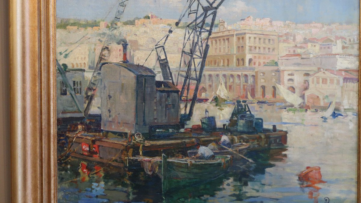 Tableau Orientaliste Rigotard  le port d'Alger -photo-2