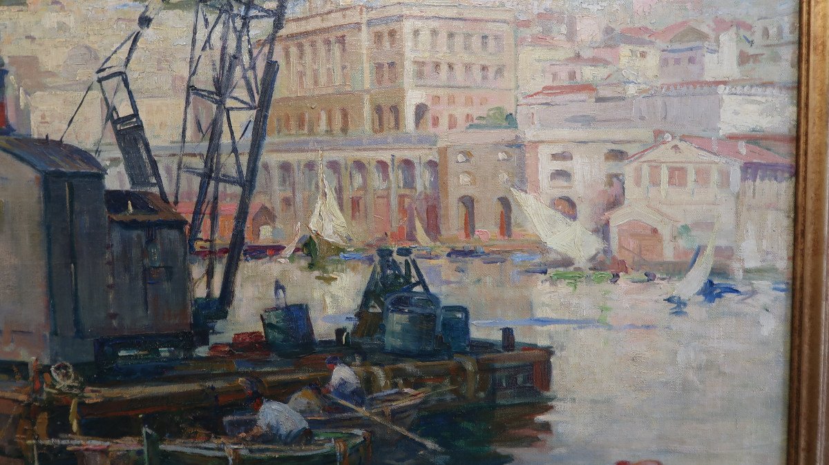 Tableau Orientaliste Rigotard  le port d'Alger -photo-3