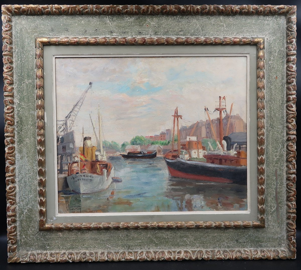 Marine Port Oil Painting Boat