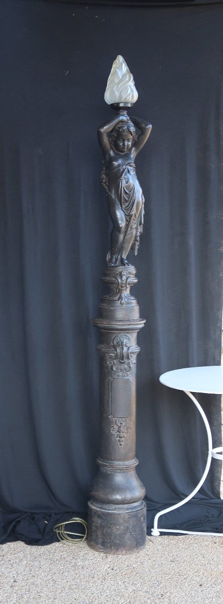 Patinated Cast Iron Floor Lamp-photo-2