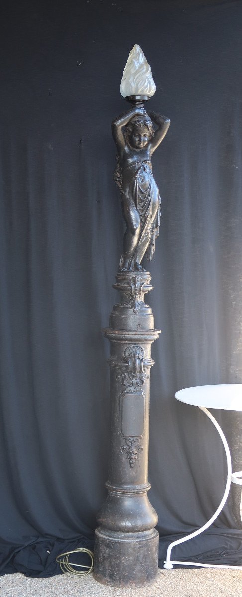 Patinated Cast Iron Floor Lamp