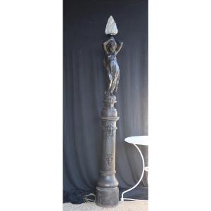 Patinated Cast Iron Floor Lamp