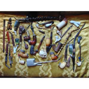 Lot d'une vingtaine de pipes anciennes diverses