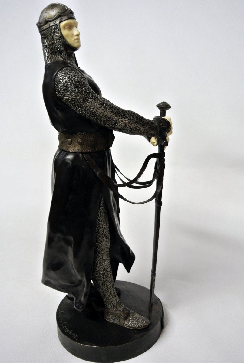 Knight Of The Crusades, Bronze After Maurice Constant Favre-photo-4