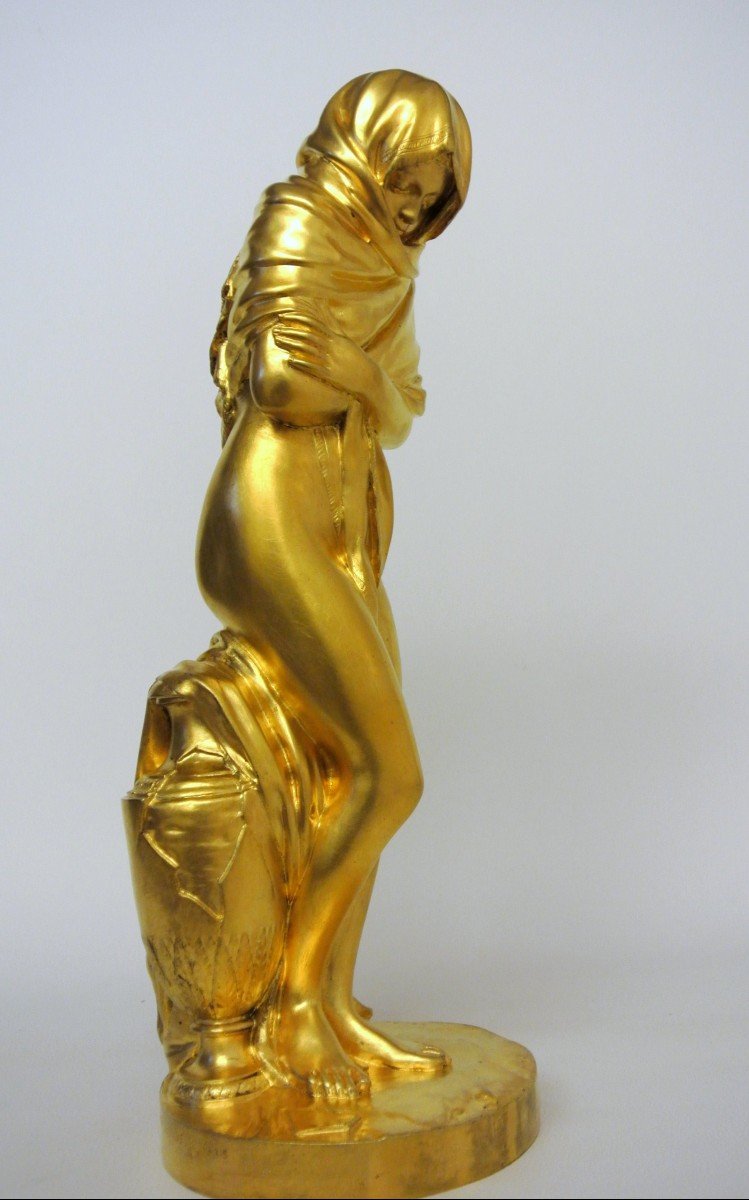 "la Frileuse" Gilt Bronze After Jean Antoine Houdon-photo-3