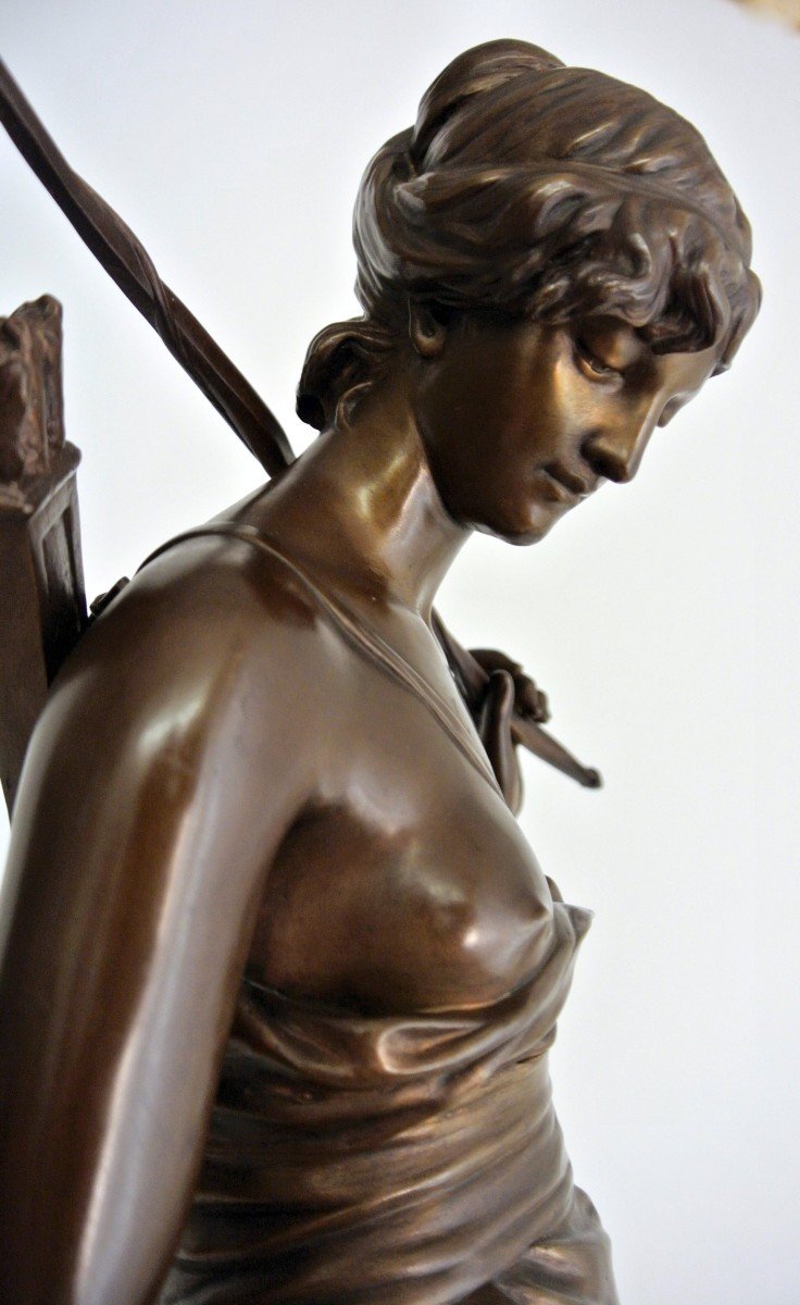 Nymph Of Diana, Bronze Group By Eugène Aizelin-photo-7