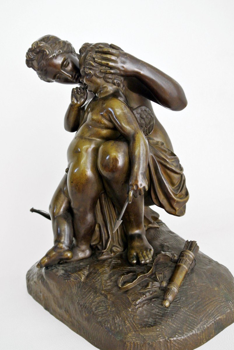 Venus And Cupid, Bronze Group After James Pradier-photo-4