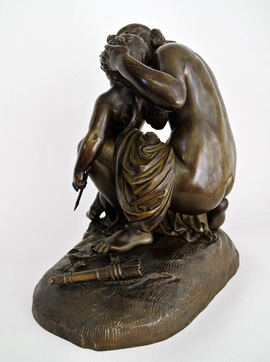 Venus And Cupid, Bronze Group After James Pradier-photo-4