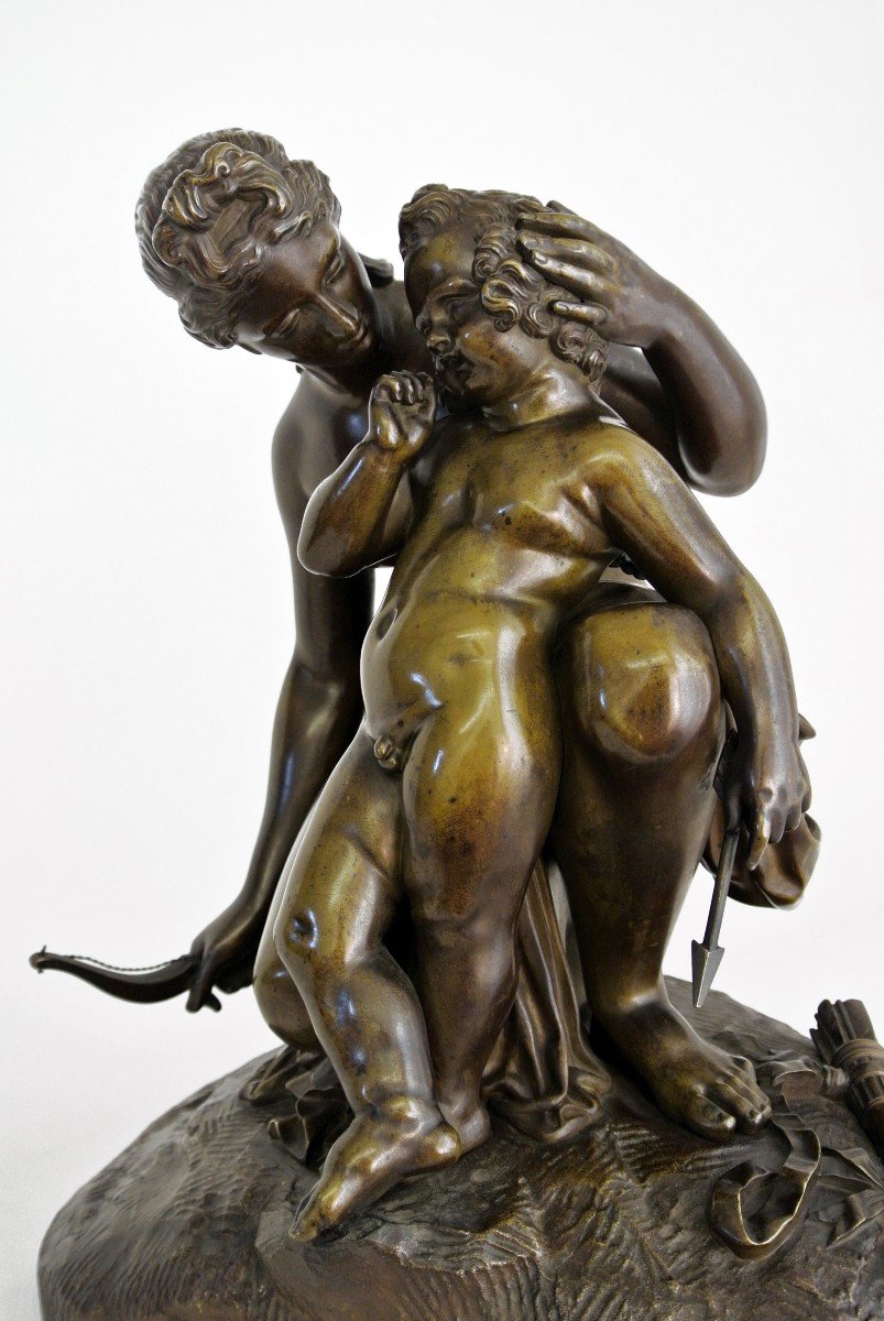 Venus And Cupid, Bronze Group After James Pradier-photo-7