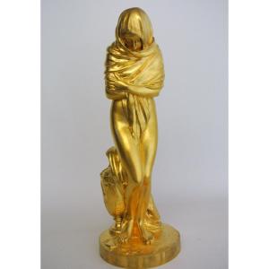 "la Frileuse" Gilt Bronze After Jean Antoine Houdon