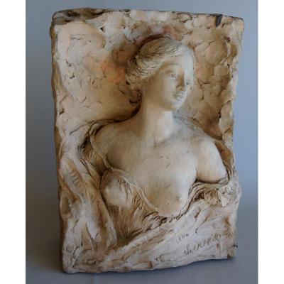 "female Bust" Original Terracotta By Charles Desvergnes