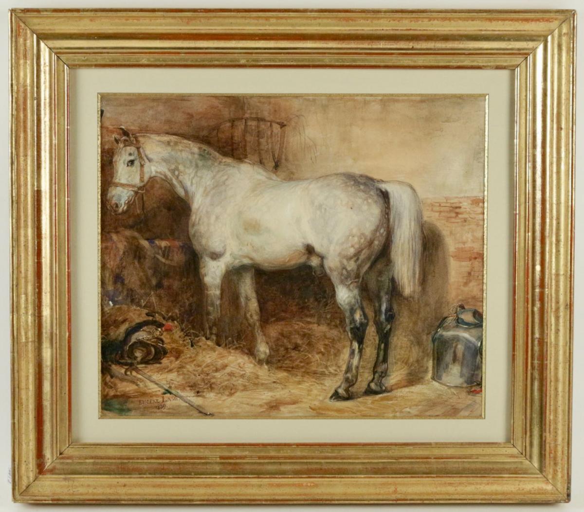 Eugène-louis Lami (1800-1890 ) - Cheval Du Duc De Nemours