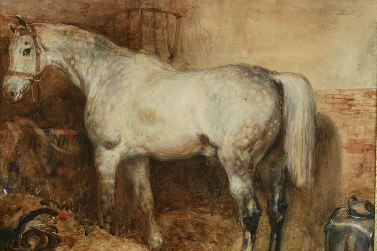 Eugène-louis Lami (1800-1890 ) - Cheval Du Duc De Nemours-photo-3