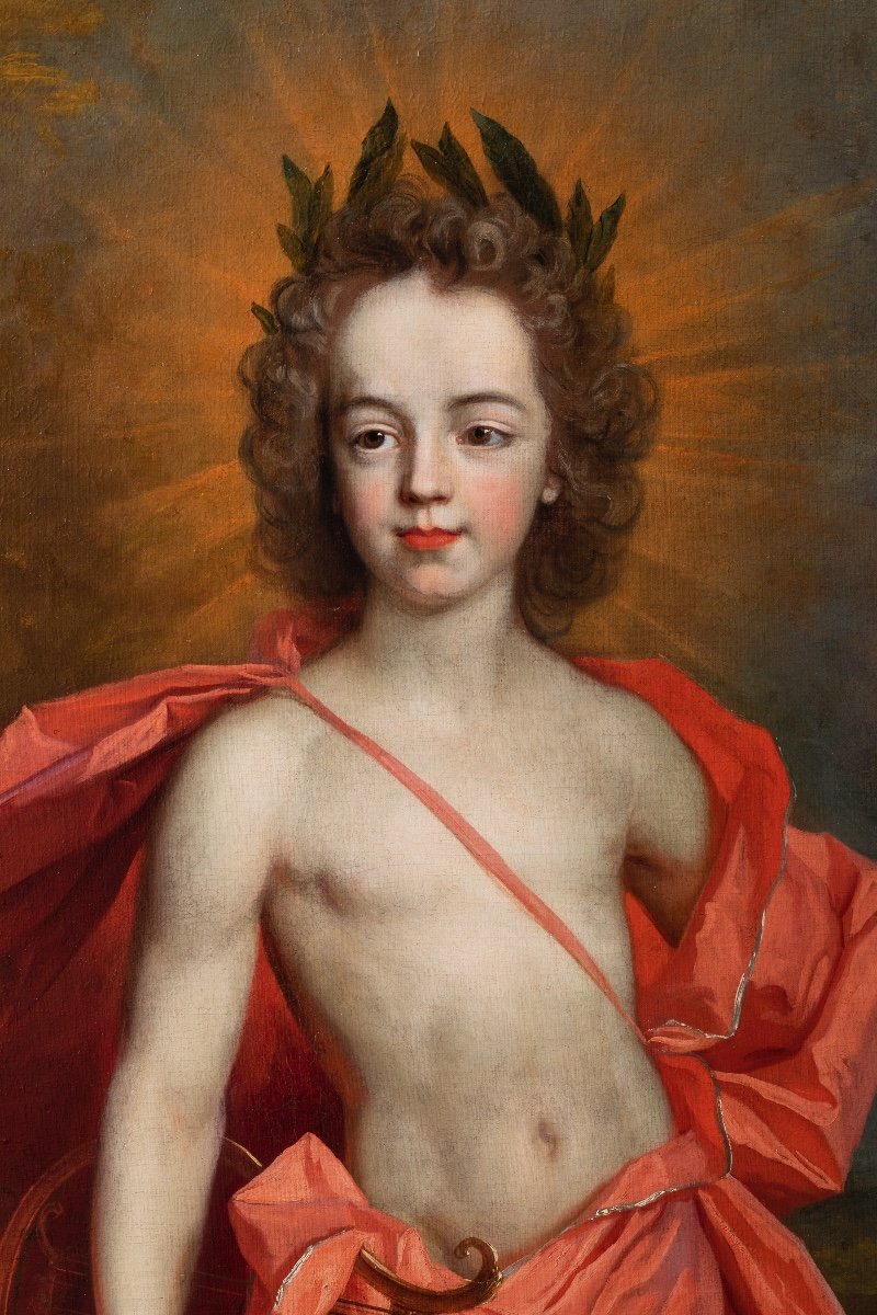 Portrait D’enfant En Apollon - Atelier De Largillière Ecole Française-photo-3