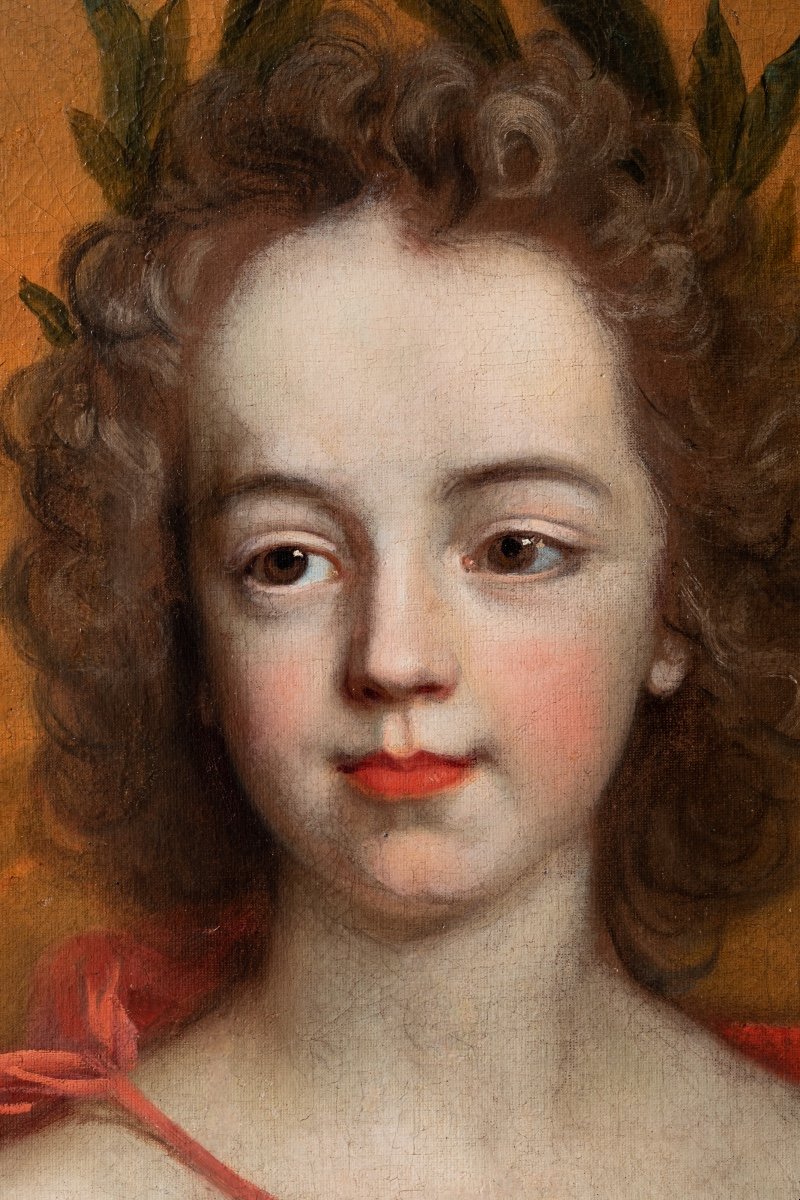 Portrait D’enfant En Apollon - Atelier De Largillière Ecole Française-photo-6