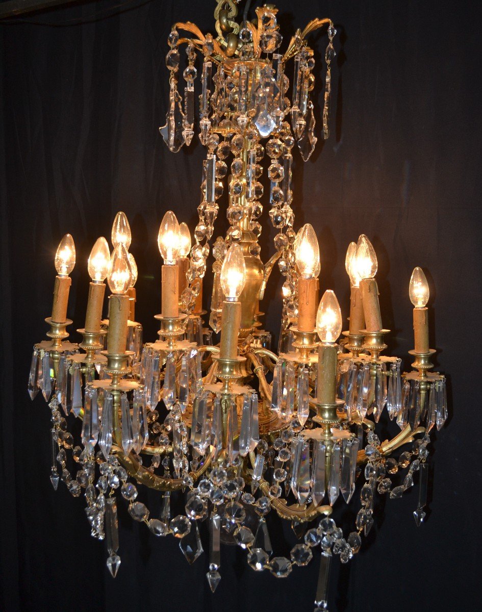 Important Chandelier With Tassels - 19th Century - 18 Points Of Light-photo-4