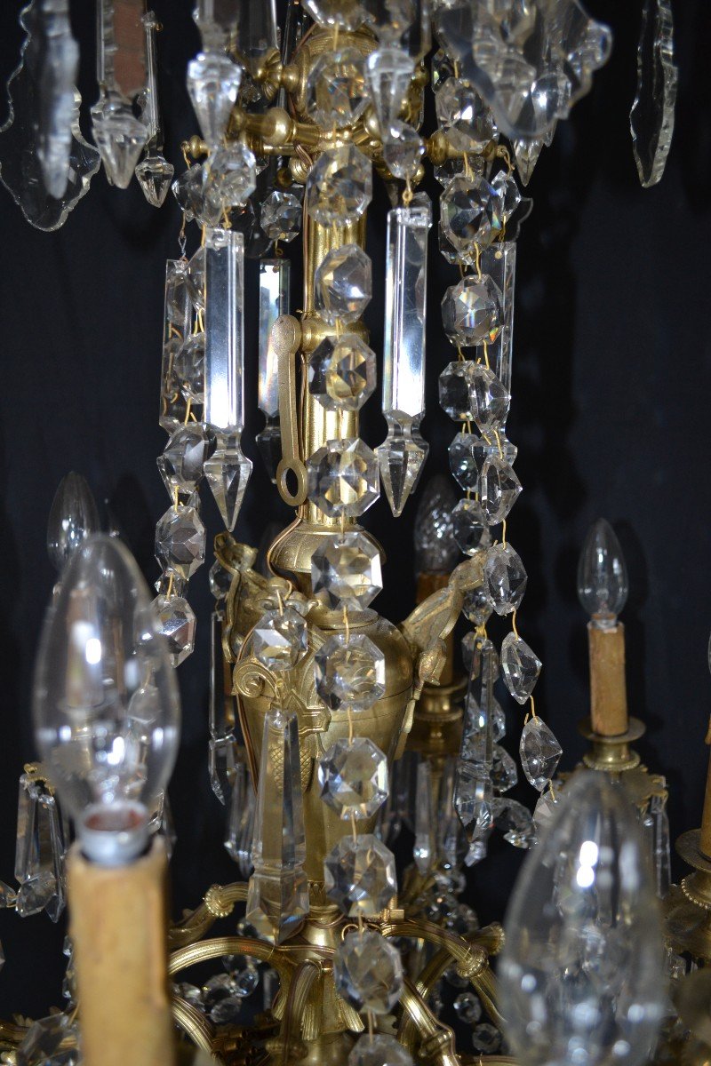 Important Chandelier With Tassels - 19th Century - 18 Points Of Light-photo-2