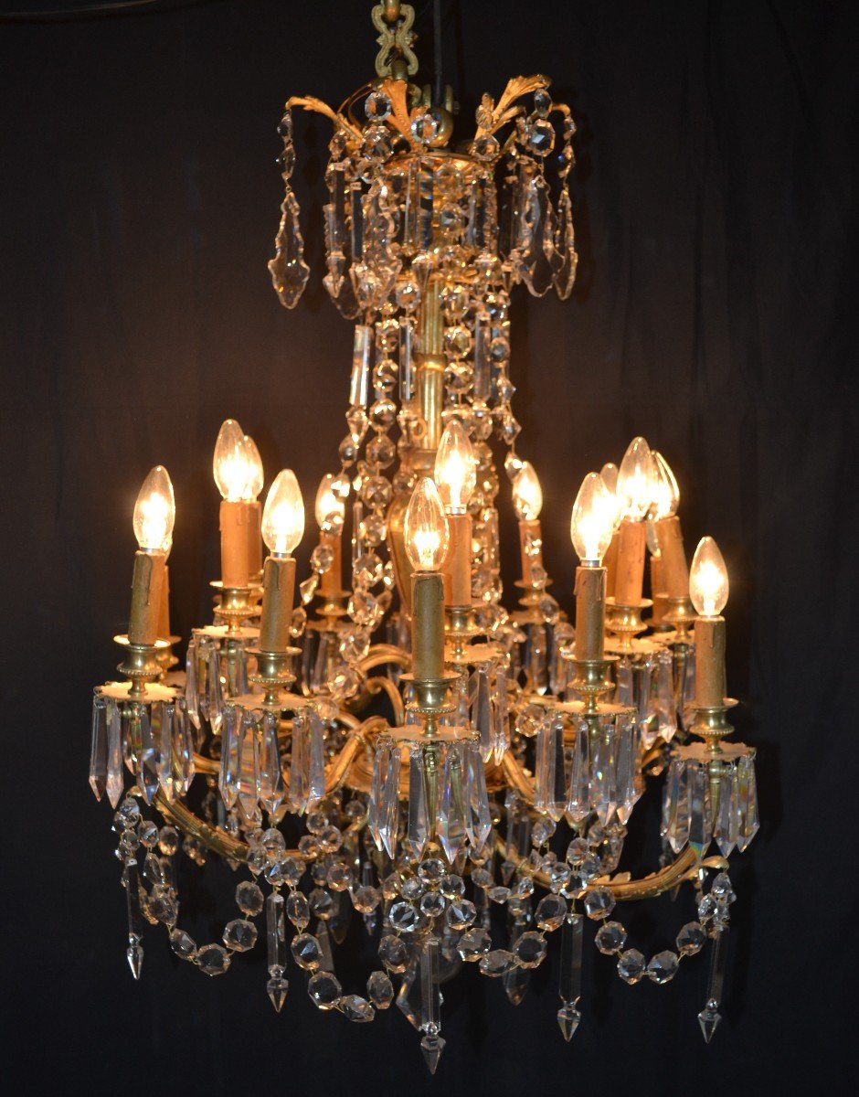 Important Chandelier With Tassels - 19th Century - 18 Points Of Light