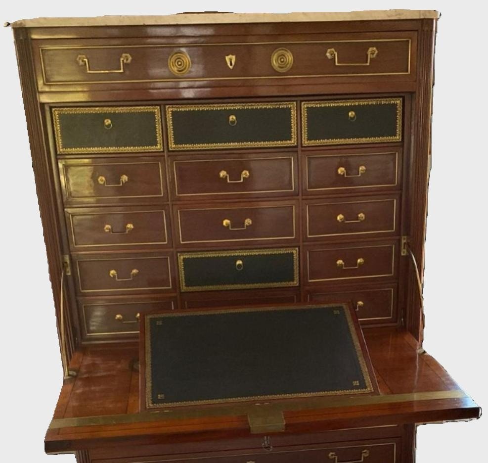 Notary's Secretary - Louis XVI Period - XVIIIth Century-photo-3