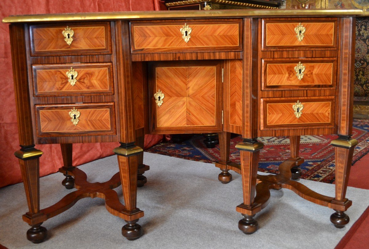 Mazarin Desk Late Nineteenth In Marquetry-photo-2