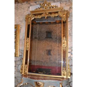 Large Mirror Of Ep. Napoleon III, Louis XVI Style / High. 2m28