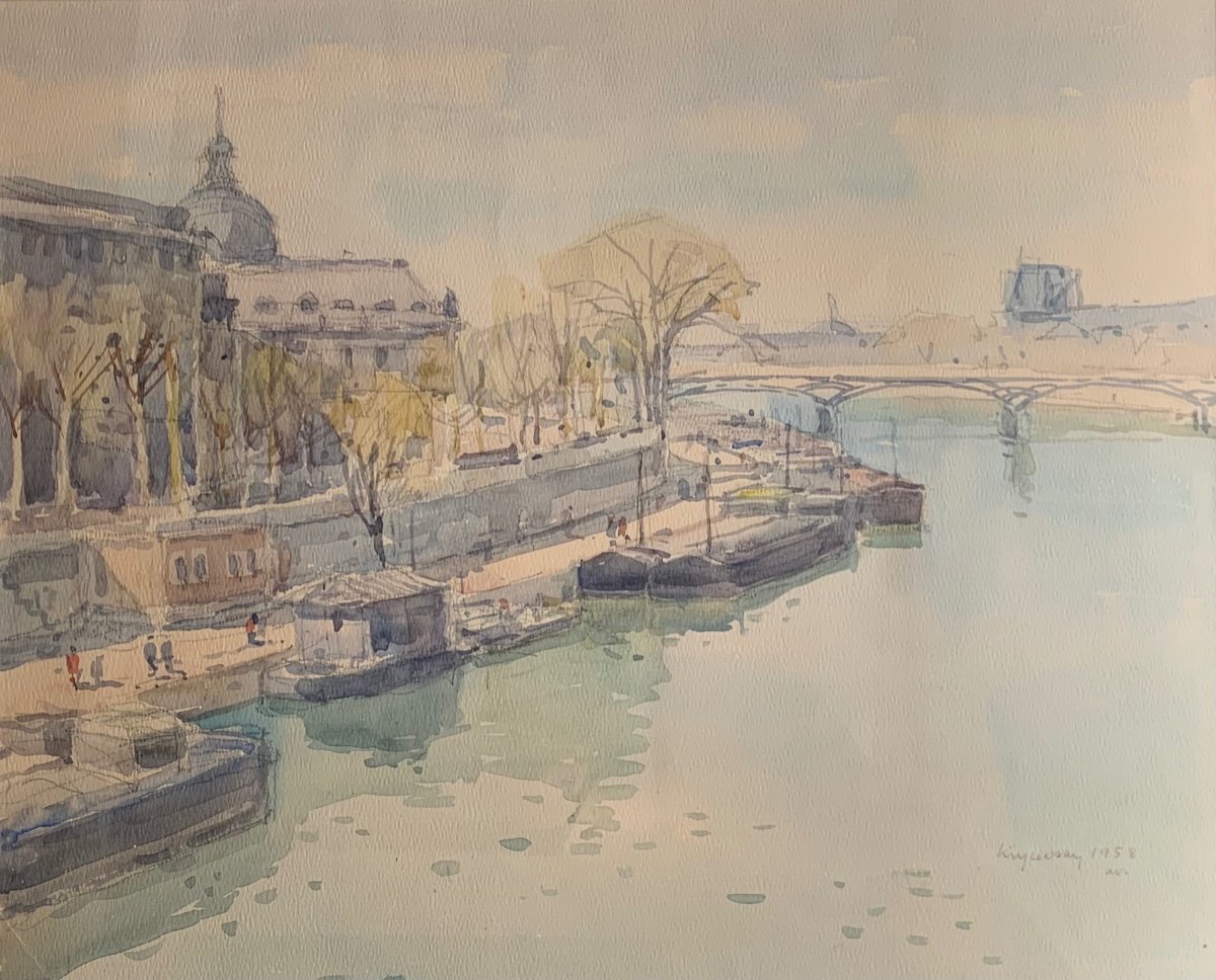 Mikola Krycevski (1898 - 1961) "view Of The Pont Des Arts And The Institut De France" April 1958 Ukrainian-photo-2